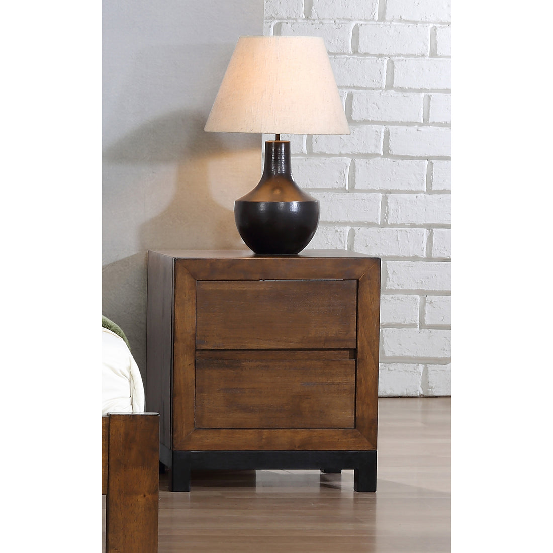 Vulcan Nightstand 2 Drawer Rustic Oak VULCNIG - Havenheim Furniture