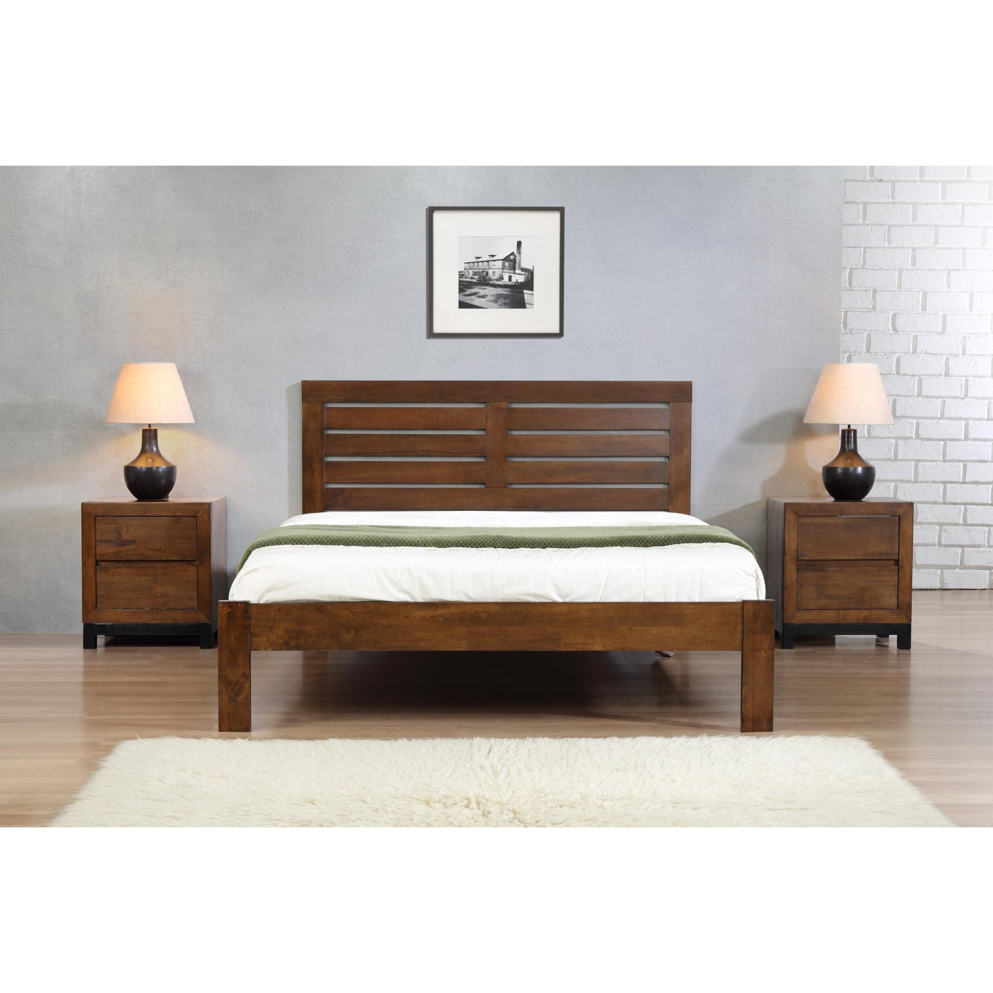 Vulcan King Size 150cm Solid Wood Bed Rustic Oak VULCKS - Havenheim Furniture