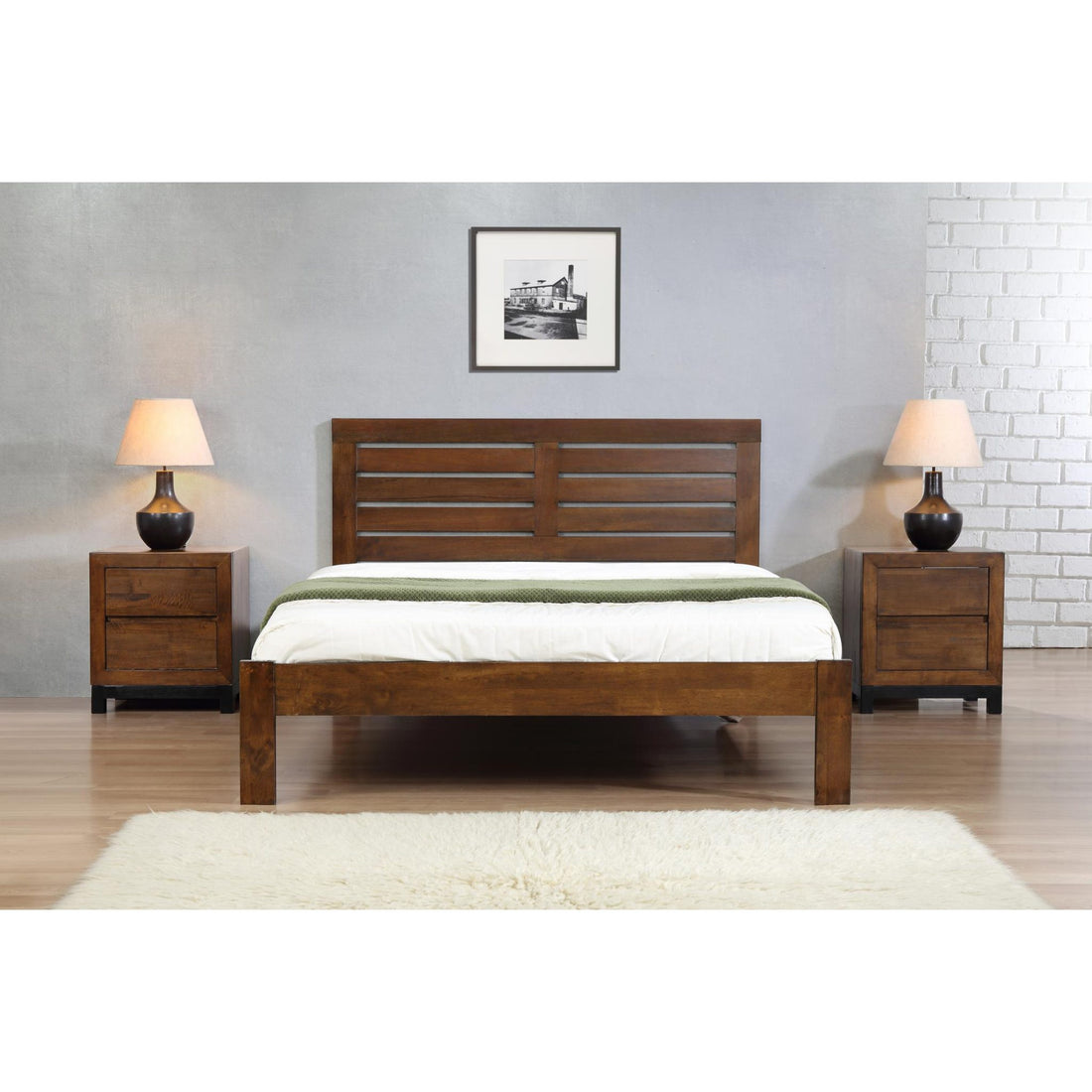 Vulcan King Size 150cm Solid Wood Bed Rustic Oak VULCKS - Havenheim Furniture