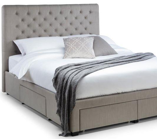 Wilton Deep Button 4 Drawer Bed Super King 180cm - Grey Linen WIL003