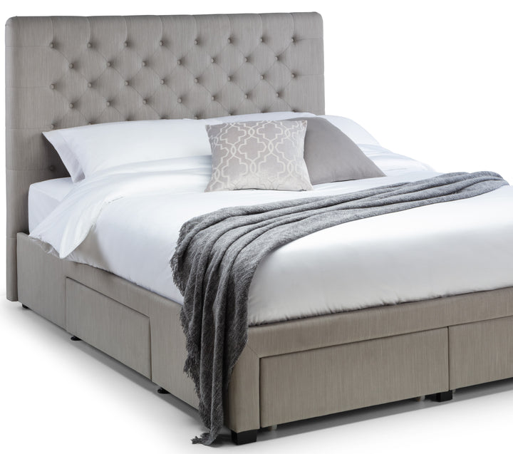 Wilton Deep Button 4 Drawer Bed Super King 180cm - Grey Linen WIL003 - Havenheim Furniture