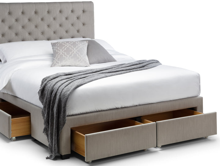 Wilton Deep Button 4 Drawer Bed Super King 180cm - Grey Linen WIL003 - Havenheim Furniture