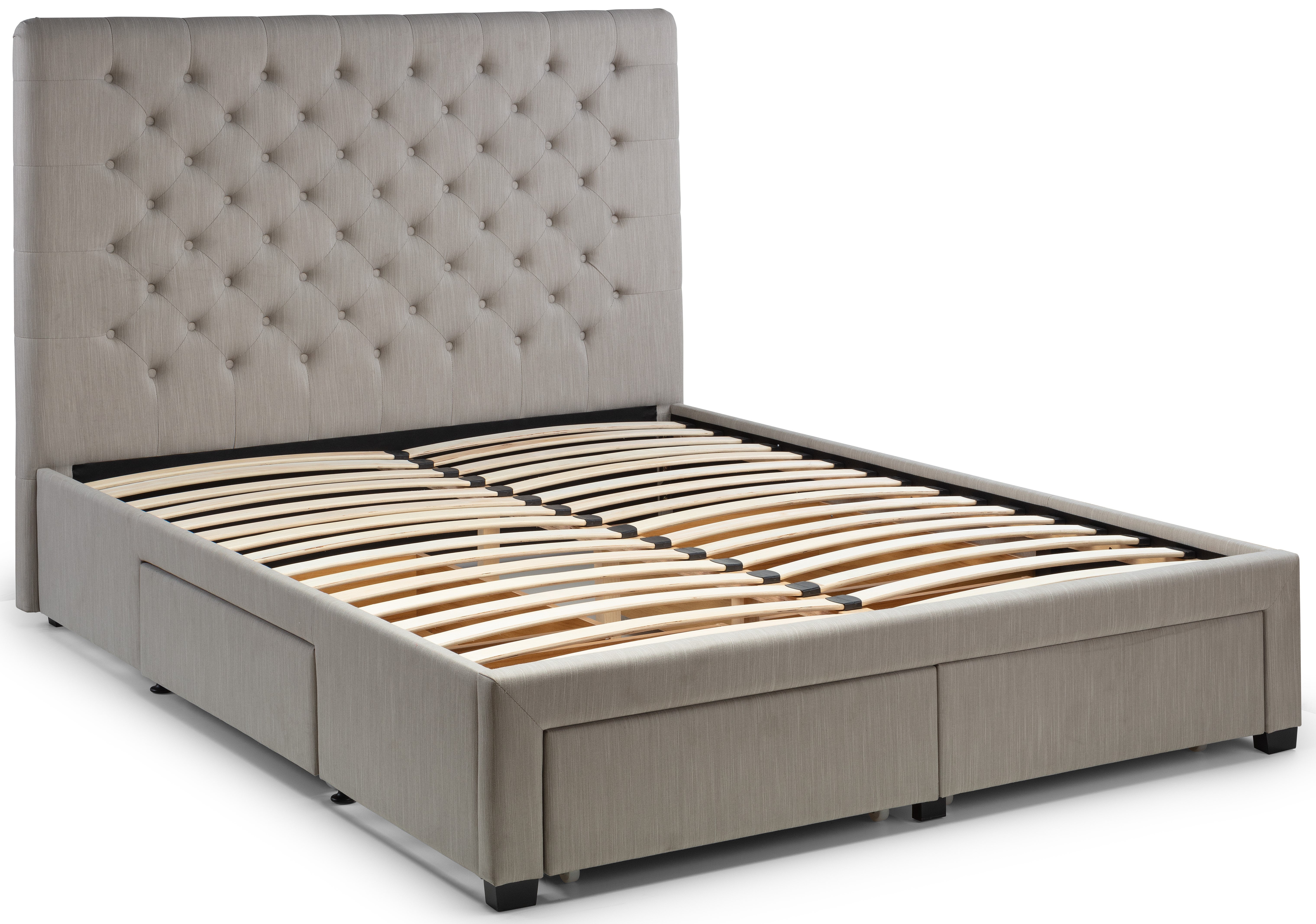 Wilton Deep Button 4 Drawer Bed Super King 180cm - Grey Linen WIL003 - Havenheim Furniture