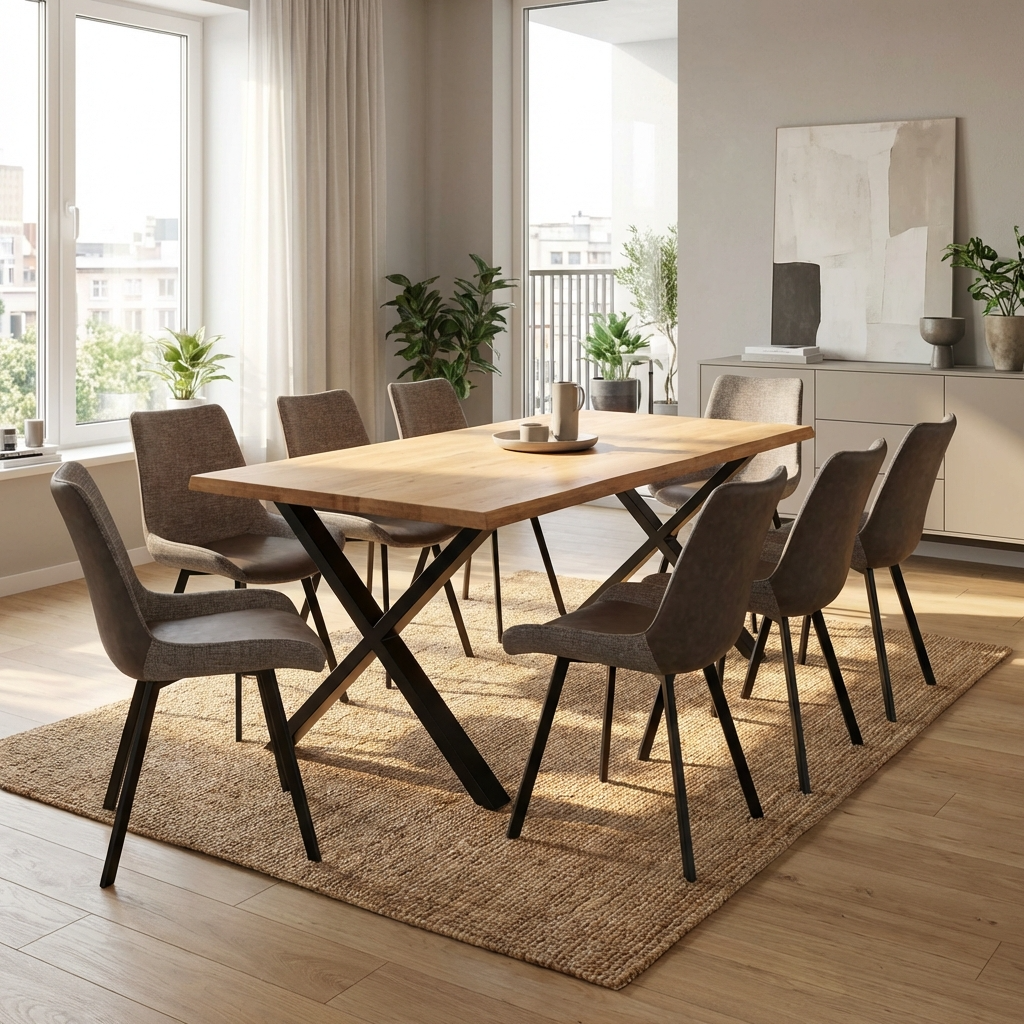 Yale Large 220cm Solid Oak Dining Table Smoked Oil YALELARSMO - Havenheim Furniture