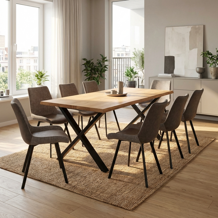 Yale Large 220cm Solid Oak Dining Table Smoked Oil YALELARSMO - Havenheim Furniture