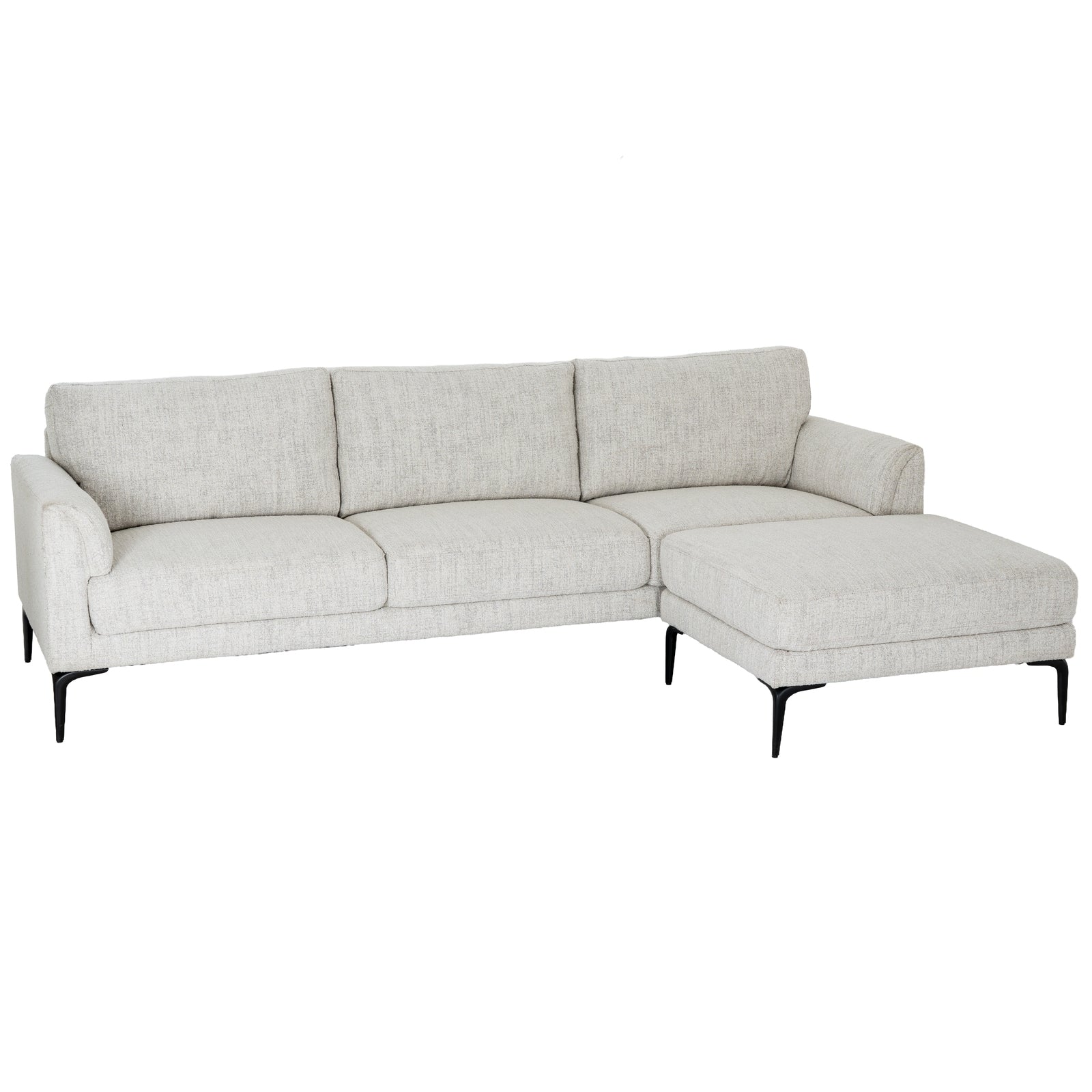 Zephra Three Seater Sofa With Footstool White Fabric 24368 - Havenheim Furniture